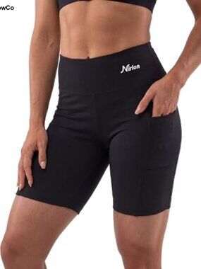 Women's High Rise Cotton Biker Shorts with Pockets 9" Inseam Workout
